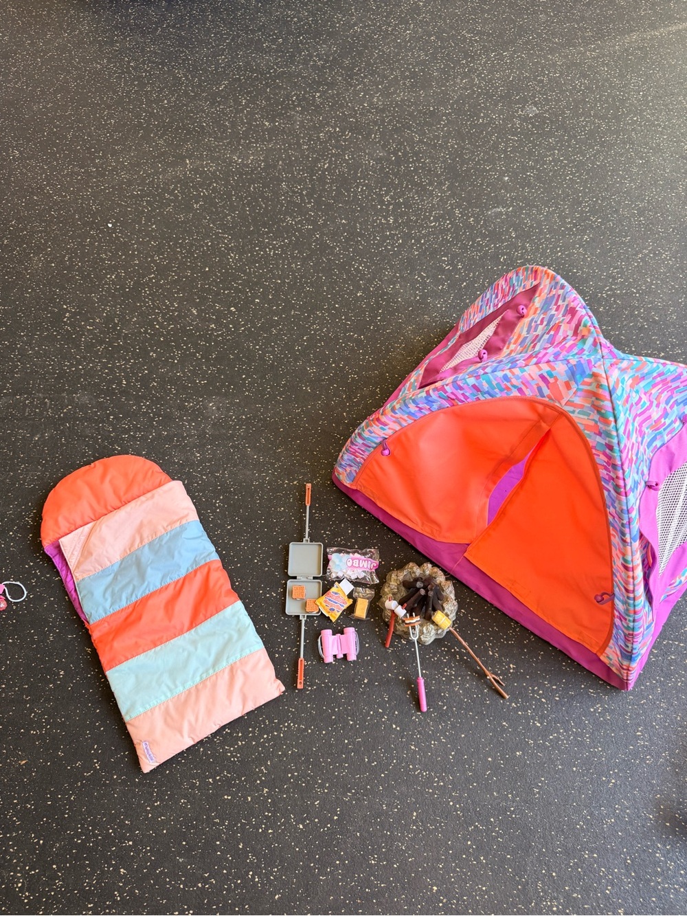 Kids Play Tent & Sleeping Bag Set in Pink, Orange, Blue